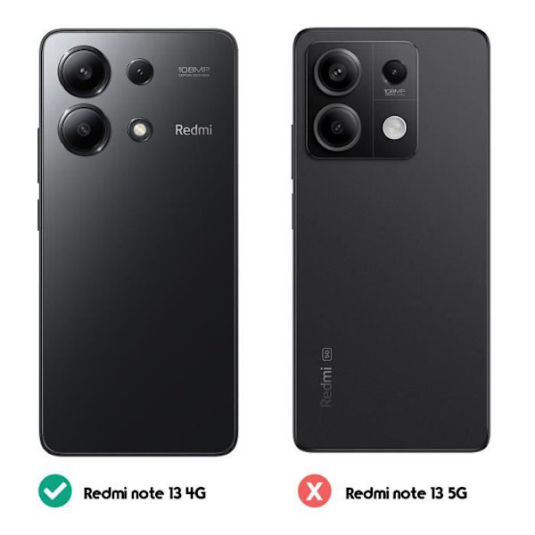 Etui - AVIZAR - Xiaomi Redmi Note 13 4G - Bi-materiale - Stødsikker - Rød Röd
