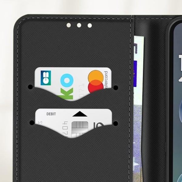 Etui til Motorola Moto G35 Læder Pung Saffiano Fancy Sort Svart