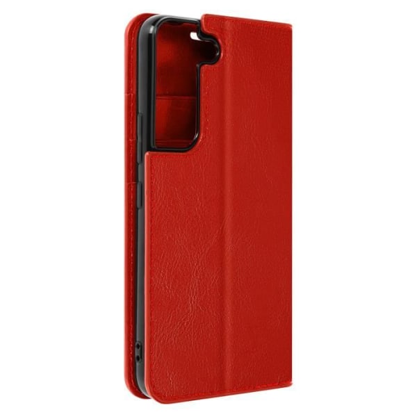 Galaxy S22 Plus Folio Fodral Korthållare i äkta läder Videostöd - röd