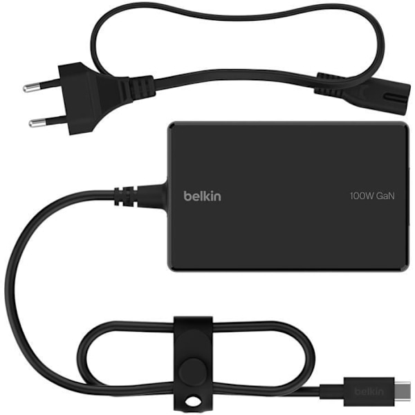 Laddare - BELKIN - GaN - USB-C 100W - Svart - för bärbar dator och MacBook Svart