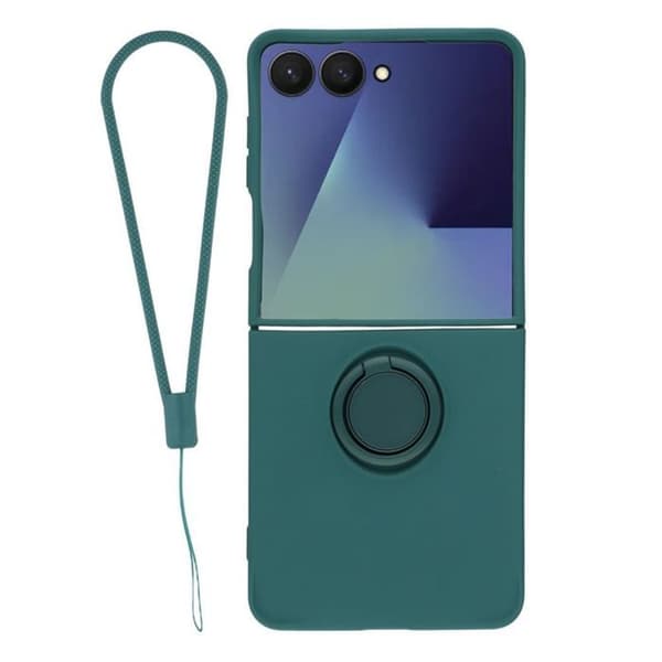 Skydd för Galaxy Z Flip8 Soft-Touch med Stödring och Rem Grön Grön