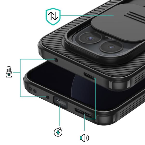 Cover til Redmi Note 15 Pro Plus CamShield Pro med Nillkin Kamera Dæksel Sort Svart