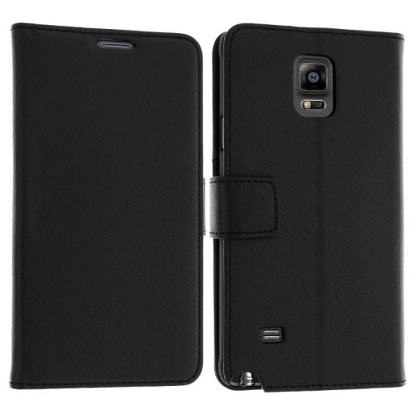 Cover Etui Folio Pung - Avizar - Galaxy Note 4 - Eco-læder - Sort - Støttefunktion Svart