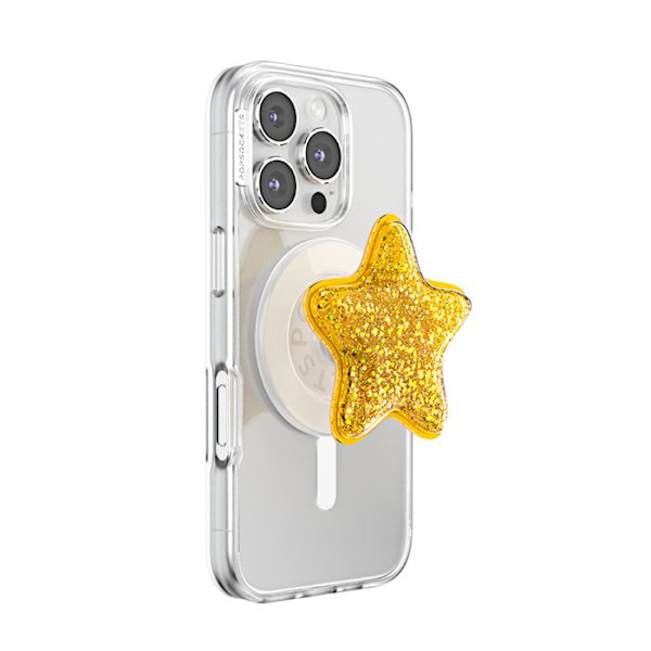 Support til smartphone PopGrip Premium MagSafe Glitrende Stjerne PopSockets Guld Gul