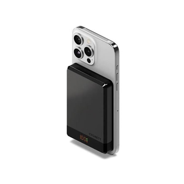 Powerbank 10 000mAh Trådløs Magnetisk Montering Model MagSlim Ultra-Kompat CYGNETT Sort Sort