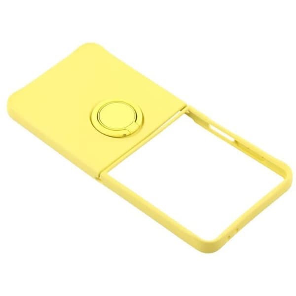 Soft-Touch Cover til Galaxy Z Flip8 med Støtte Ring og Gul Rem Gul