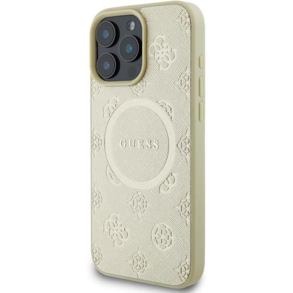 Hårdskal - CG Mobile - Guess - iPhone 16 Pro - Saffiano Polyuretan - Kompatibel med MagSafe gyllene