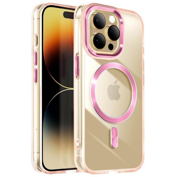 Coque MagSafe til iPhone 14 Pro i glas bag i champagnefarve rosa Rosa