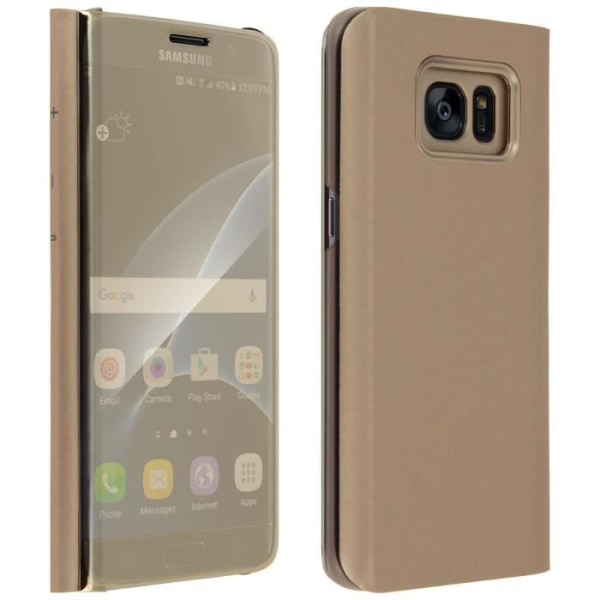 Galaxy S7 Edge Fodral Flip Cover Flip Cover Mirror Gold - Stativfunktion