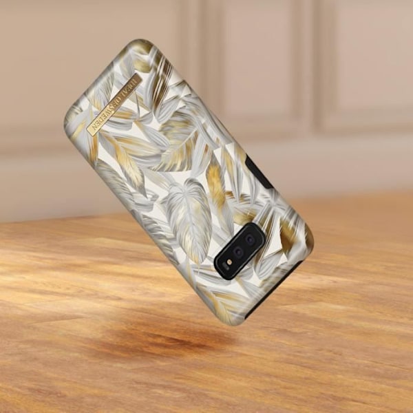 Coque Samsung Galaxy S10e - Ideal of Sweden - Platinum Leaves - Rigide - Grå - Kompatibel med QI-oplader Grå