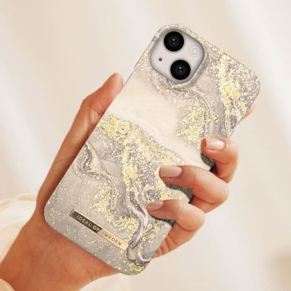 Suojakuori iPhone 14 Plus Marmoroitu Luxury Ultra Thin Sparkle Greige Marble iDeal of Sweden Beige