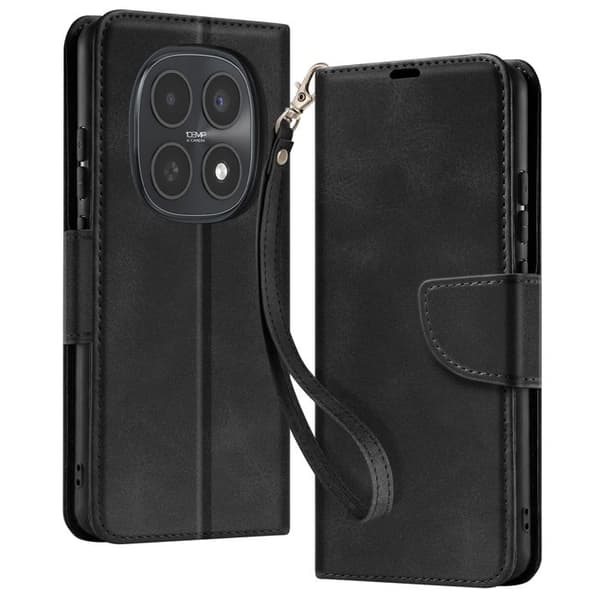 Vintage Pungetui til Redmi Note 15 5G med Video Støtte og Håndledsrem Sort Svart