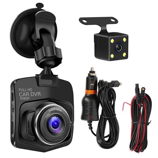 Dashcam Bil Sugkoppsfäste DVR-05 med backkamera Svart Svart