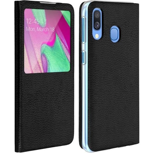 Hylster til Samsung Galaxy A40 - AVIZAR - Flip-etui - Ultra-tynd - Fleksibel - Sort Svart