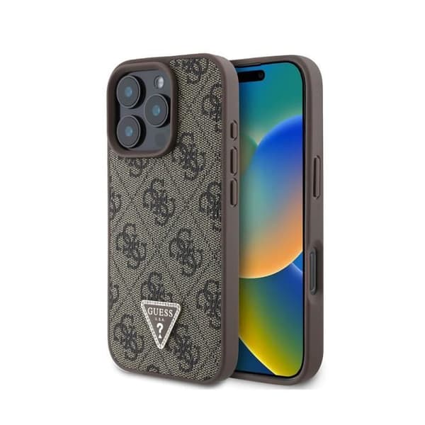 Coque til Apple iPhone 16 Pro Edition 4G Strass Triangle Metalliseret Guess Sort Svart
