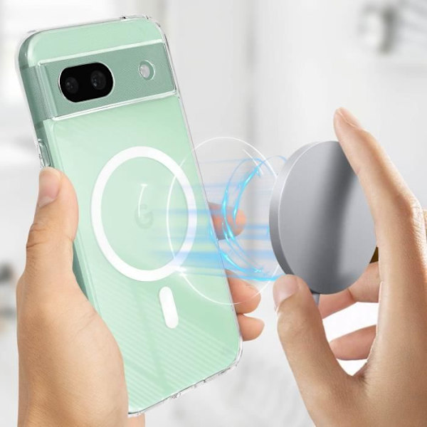 MagSafe Case for Google Pixel 8A puolijäykät kulmat puskurin läpinäkyvä Transparent