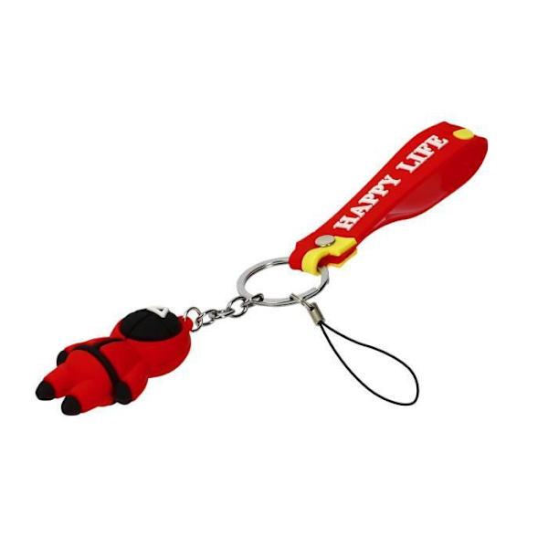Nøglering - AVIZAR - Squid Game - Figur - Silikone armbånd - Rød håndledsrem Röd