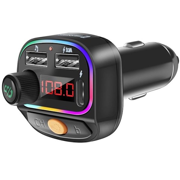 'FM-lähetin Bluetooth 5.3 Nopea lataus 15.5W RGB ja MP3-toisto Swissten Musta'