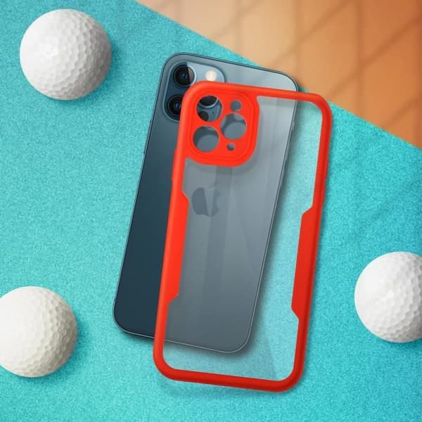 Helcover - AVIZAR - iPhone 12 Pro - Plexiglas bagside - Polymer forside - Stødabsorberende Röd