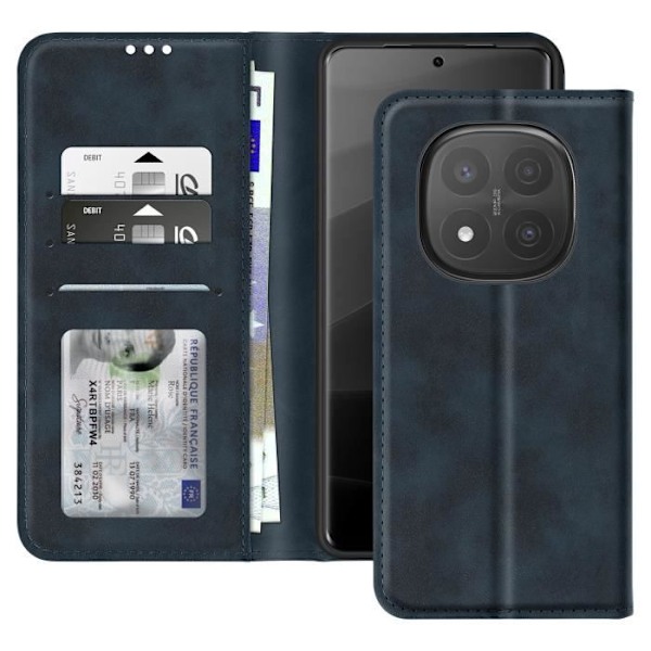 Smartphonefodral - Xiaomi - Redmi Note 14 Pro/Pro Plus - Plånbok - Ställ - Mörkblå Blå