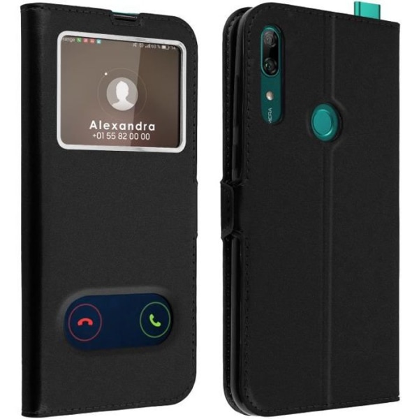 Hölster - AVIZAR - Huawei P Smart Z/Y9 Prime 2019 - Dubbel Fönster - Stödfunktion - Svart Svart