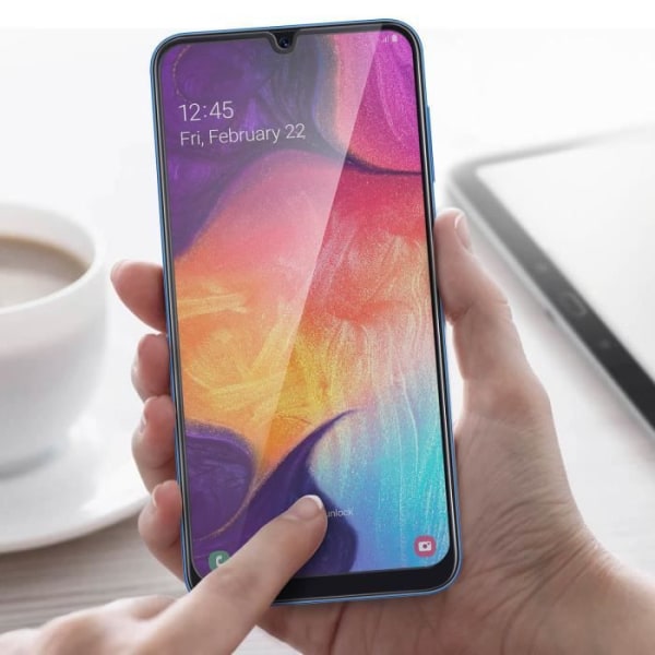 Galaxy A50 Skærmbeskytter Hærdet glas Faset Anti-Fingerprint Black Contour Svart