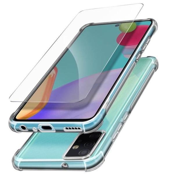 Skyddspaket för Samsung A52 och A52s mjukt fodral + transparent härdat glas