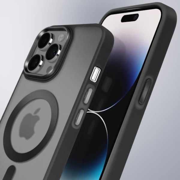 Coque MagSafe för iPhone 14 Pro Max Matt Frostad Bakgrund Svart Kant Svart