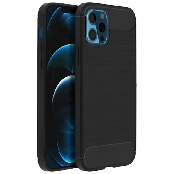 Coque - Apple - iPhone 12 Pro Max - Blød - Børstet Metal - Sort Kulstof Svart
