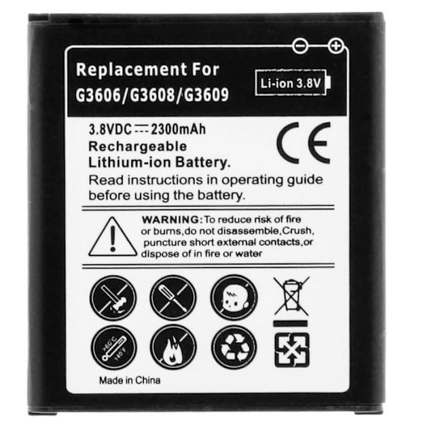 2300mAh erstatningsbatteri - Samsung Galaxy Core Prime - Sort Svart