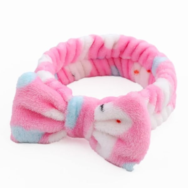 Pehmeä Polar Fleece Hiuspanta, jossa On Ruusunvärisiä Kani Kuvioita Rosa