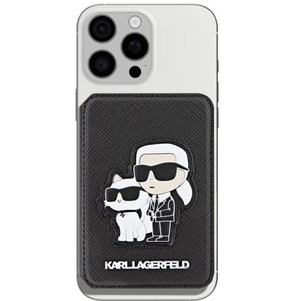 Kortholder - KARL LAGERFELD - MagSafe - Sort - Læder - Standfunktion Svart