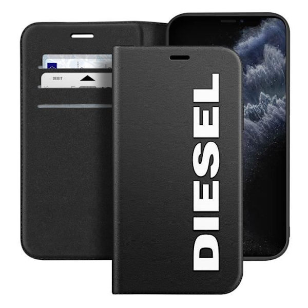 Fodral till iPhone 11 Pro Max Anti-fall 1,5m Flip Card Hållare Diesel Black Svart