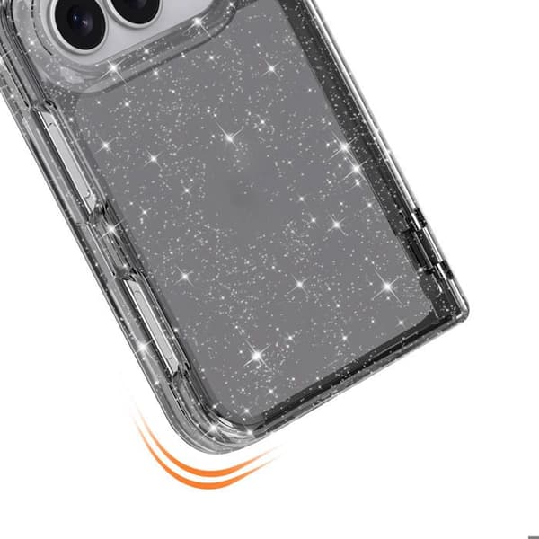 Glitteret cover til iPhone Duo med blød stødabsorberende kant i sort Svart