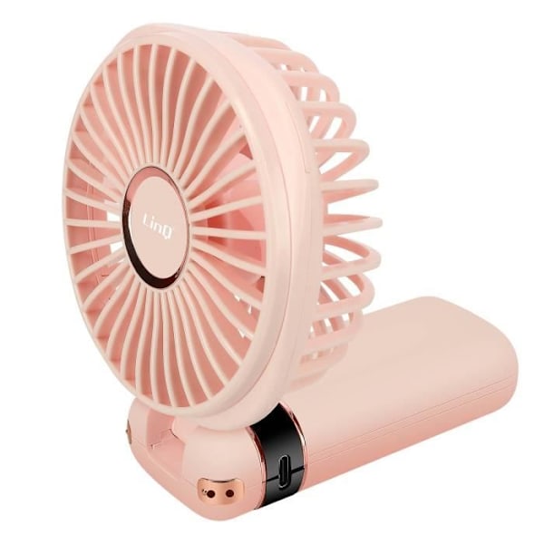 Mini Kannettava tuuletin Säädettävä 90° LED-näyttö Pyöreä Design LinQ Powder Pink