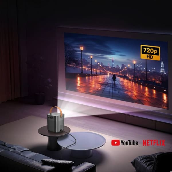 Bärbar projektor - HOKO - Android - 720p HD - Bluetooth 5.1 - Projektion 183 tum