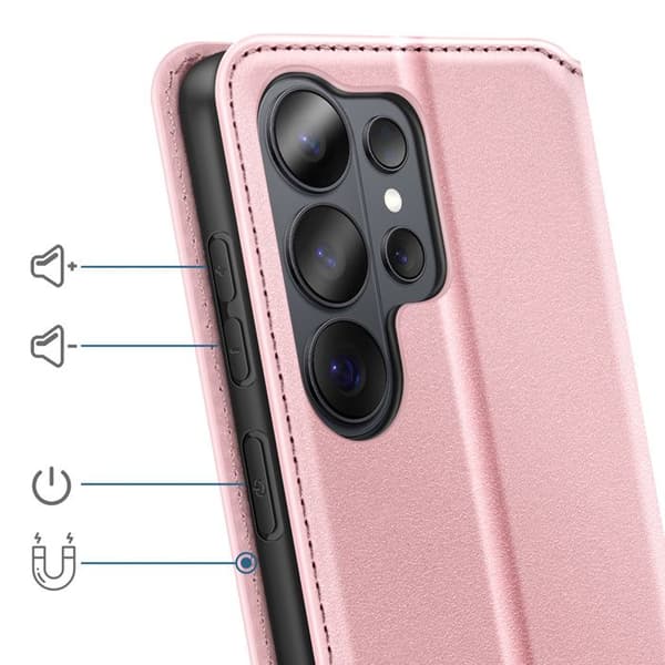 Magnetisk Klapetui til Galaxy S26 Ultra Standfunktion Classic Edition Rosa Ros