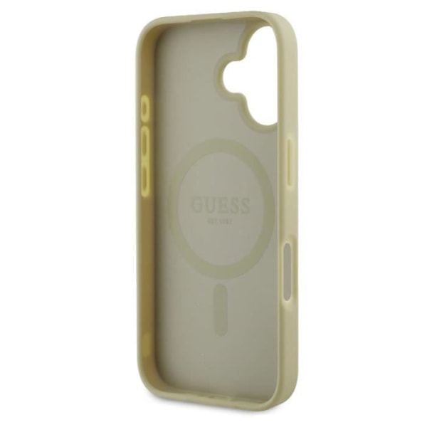Coque baksida för iPhone 16 Resistenta MagSafe Guess Guld Gul