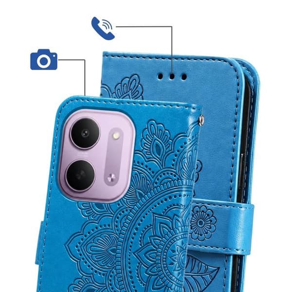 Plånboksfodral för Xiaomi Redmi 17C 5G Mandala-mönster med Stöd Blå Blå