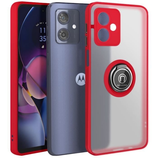 Coque til Motorola Moto G54 med Metal Ring Video Støtte Rød Röd
