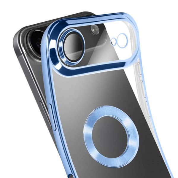Cover - ADVARSEL - iPhone Air - Blødt Silikone - Krom Kant - Lys Blå Blå