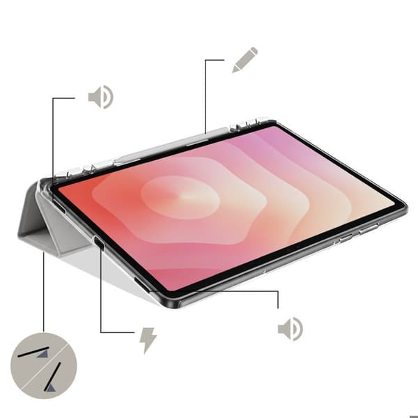 Etui til Galaxy Tab S11 med modulær støttefunktion, origami-design, lys grå Grå