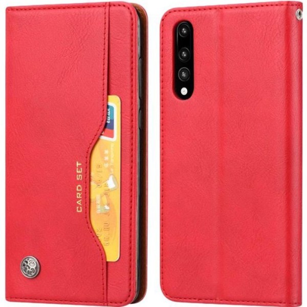 Etui Folio - Huawei - P20 Pro - Ægte læder - Rød - Standfunktion Röd
