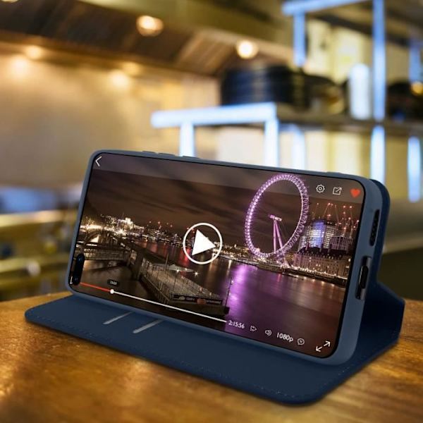 Housse - AVIZAR - Huawei P40 Pro - Folio Wallet Cover - Øko-læder - Indbygget st støtte - Blå Blå