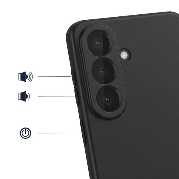 Cover til Galaxy S26 Plus Mat Finish med Hævede Kanter og Sort Rem Svart