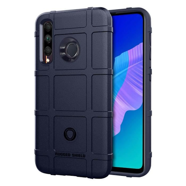 Telefoncase - AVIZAR - Huawei P40 Lite E - Relief Rutor - Förstärkt Skydd - Silikon Svart blå