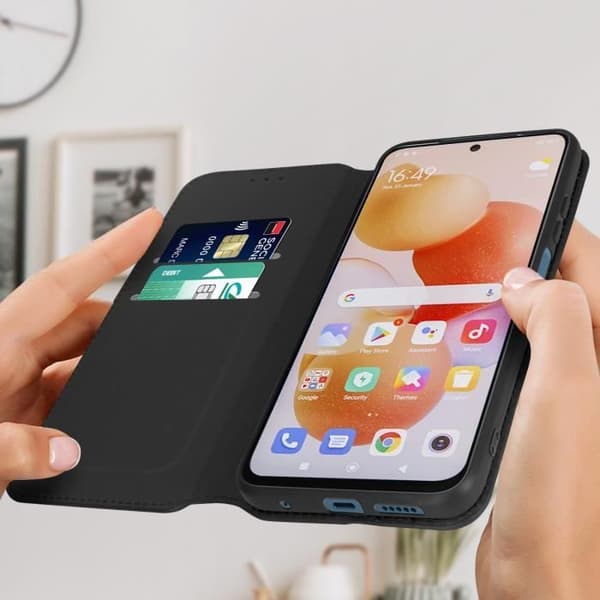 Xiaomi Redmi Note 11 Pro Wallet Case Video Support Funktion sort Svart