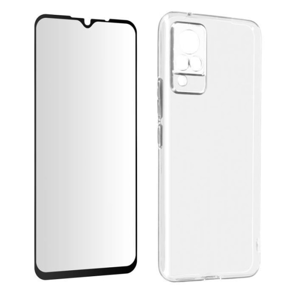 Vivo V21 Case Pehmeä Silikoni Karkaistu Lasi 9H Läpinäkyvä Musta Svart