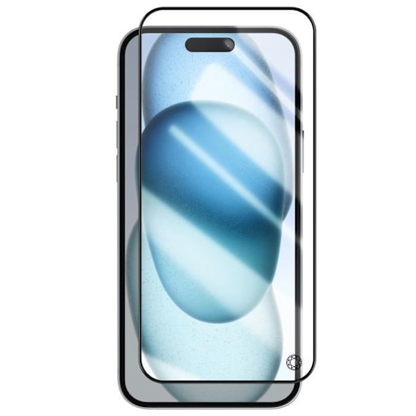 Skärmskydd - FORCE GLASS - iPhone 15 - Stötsäkert härdat glas - 3D-kant - Reptålig Svart