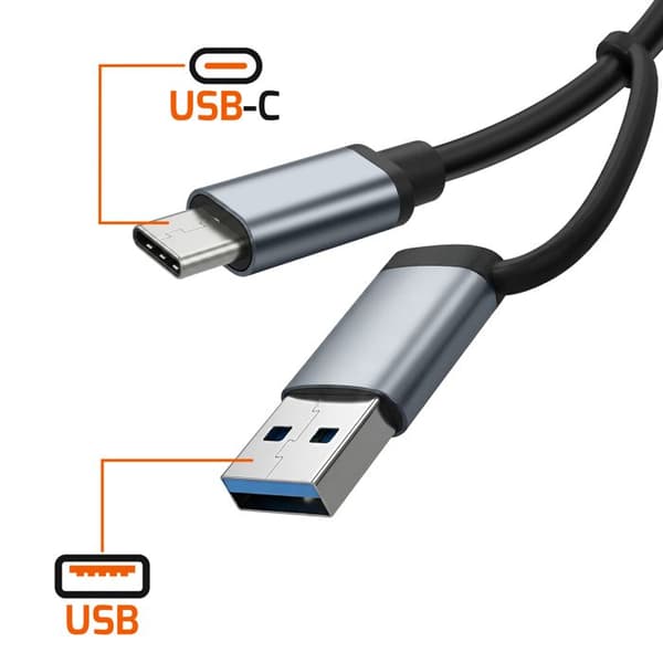 USB-C / USB-A 7-i-1 5Gbps hub til 2 USB-C, USB-A 3.0 og 4 USB-A 2.0 LinQ Grå